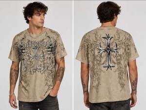 VTG Rare Affliction Jealous Souls Flames Ghost Cross T-shirt 4XL  MMA Y2K T20